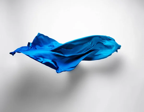 Abstract Piece Blue Fabric Flying High Speed Studio Shot — Stock Photo, Image