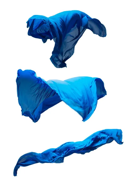 Abstract Piece Blue Fabric Flying High Speed Studio Shot — Stock Photo, Image