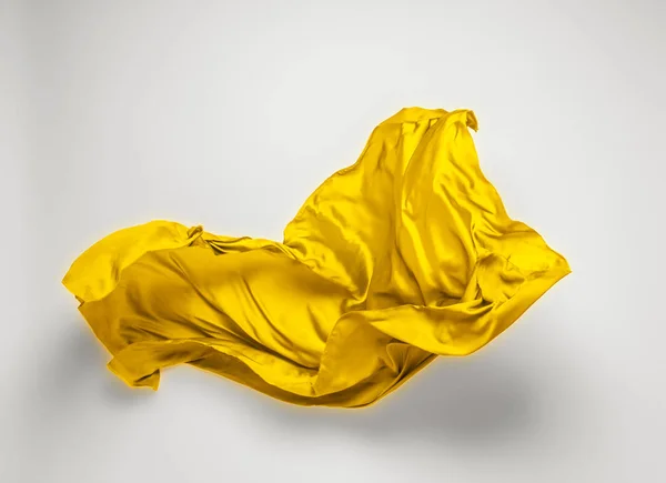 Abstract Piece Yellow Fabric Flying High Speed Studio Shot — Stock Photo, Image