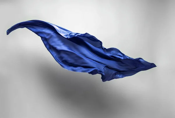 Abstract Piece Blue Fabric Flying High Speed Studio Shot — Stock Photo, Image