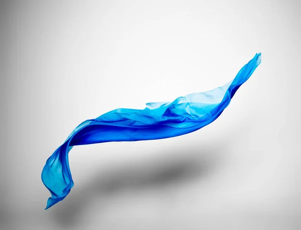 Abstract Piece Blue Fabric Flying High Speed Studio Shot — Stock Photo, Image