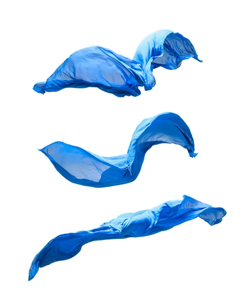 Pieza Abstracta Tela Azul Volando Plano Estudio Alta Velocidad — Foto de Stock