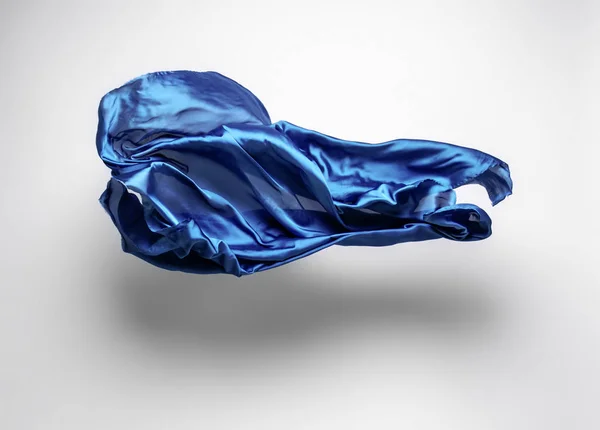 Abstract Piece Blue Fabric Flying High Speed Studio Shot — Stock Photo, Image