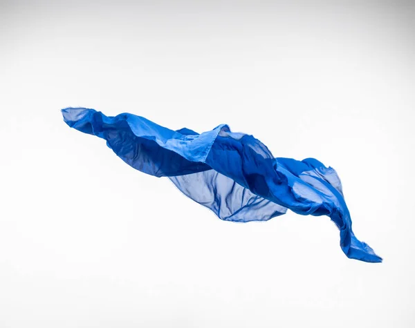 Abstract Piece Blue Fabric Flying High Speed Studio Shot — Stock Photo, Image