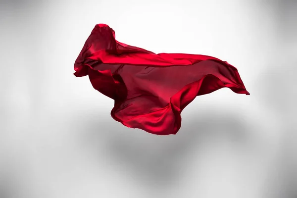 Abstract Piece Red Fabric Flying High Speed Studio Shot — Stock Photo, Image