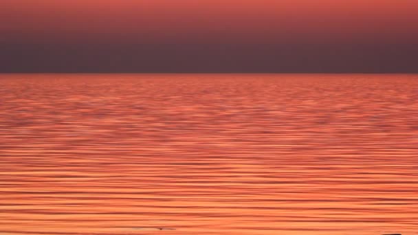 A hullámok a víz naplementekor, békés nyári jelenet — Stock videók