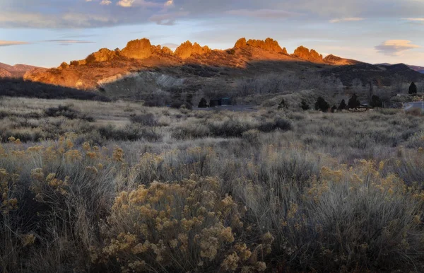 Alba Bagliore Sugli Hogback Devils Backbone Situato Loveland Colorado — Foto Stock