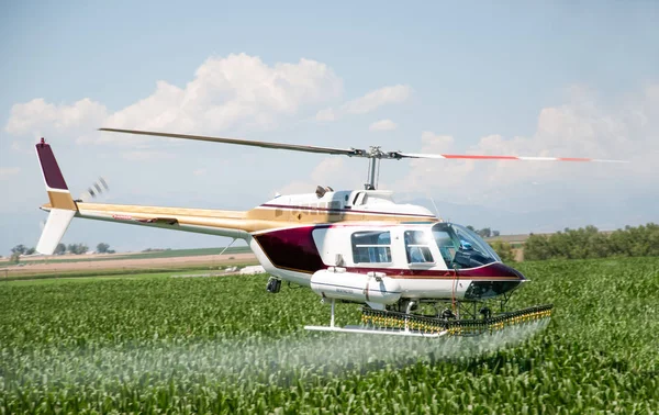 Helikopter som används till att spreja insektsmedel — Stockfoto