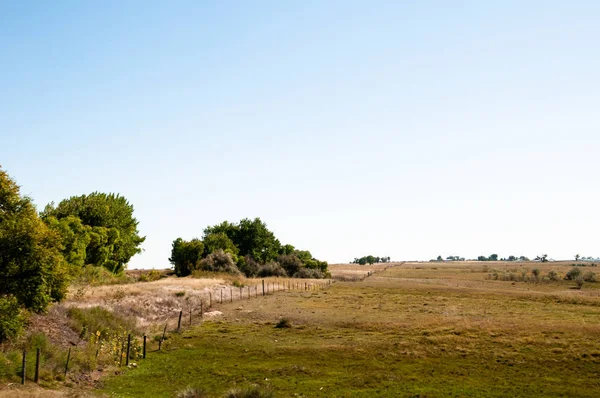 Szcenírozott kilátás néz le egy hosszú kerítés vonal Colorado — Stock Fotó