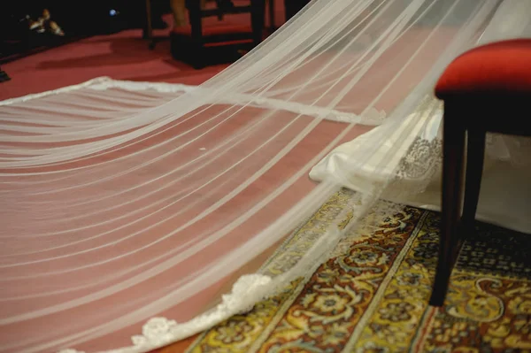 Біла Весільна Сукня Деталь — стокове фото