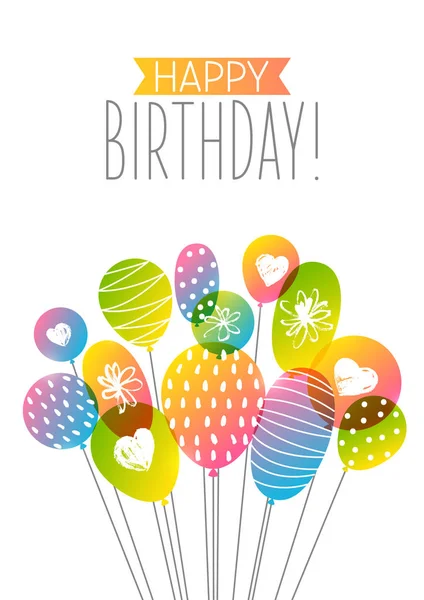 Cartão Aniversário Com Balões Coloridos — Vetor de Stock