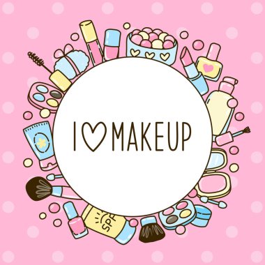 Şirin makyaj yuvarlak çerçeve tasarımınız için