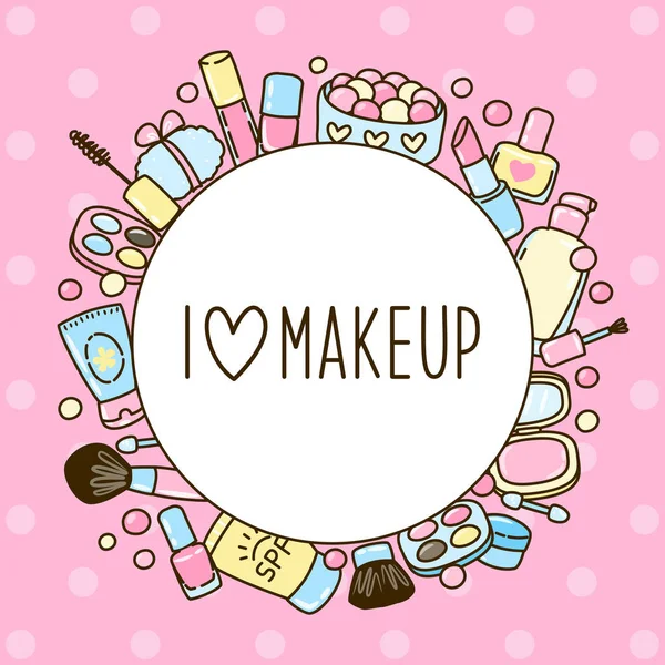 Şirin makyaj yuvarlak çerçeve tasarımınız için