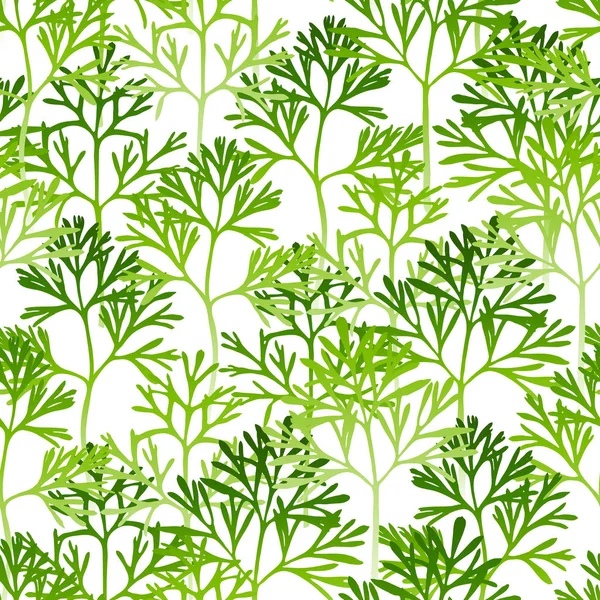 Seamless Pattern Green Leaves Silhouettes White Background — Stock Vector