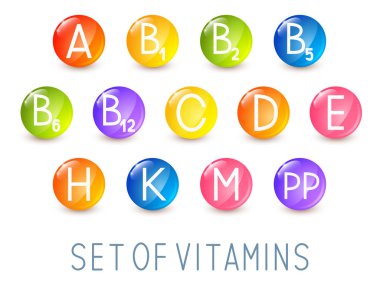 Set of main vitamin icons for Your design clipart