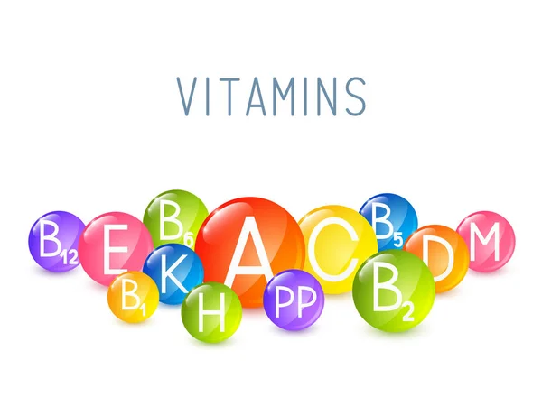 Uppsättning Viktiga Vitaminer För Din Design — Stock vektor