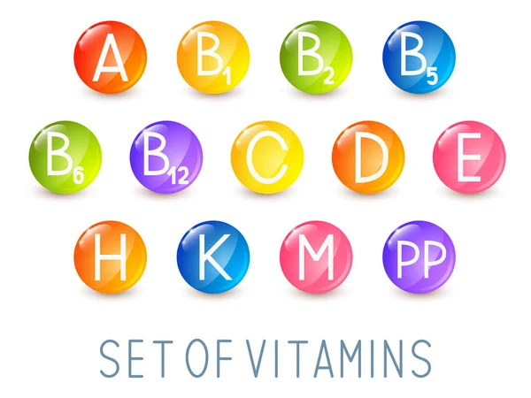 Set Der Wichtigsten Vitamin Symbole Für Ihr Design — Stockvektor