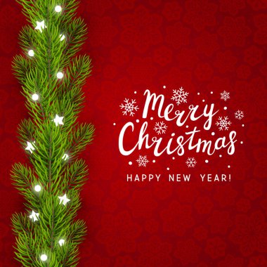 Noel ağacı kenarlıklı tebrik kartı