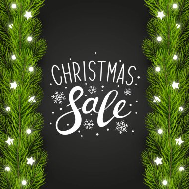 Koyu arka plan üzerinde Noel ağacı kenarlıklı tebrik kartı