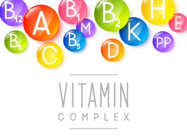 Beyaz arka plan üzerinde izole ana Vitaminler kenarlık
