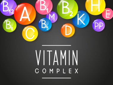 Ana vitaminler sınır siyah arka plan üzerine