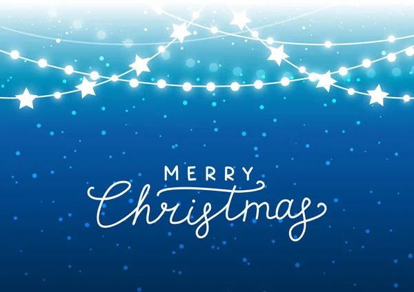 Weihnachten Hintergrund Mit Glänzenden Lichtern Auf Blau — Stockvektor