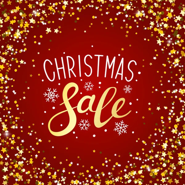 Christmas Sale Background Golden Frame — Stock Vector