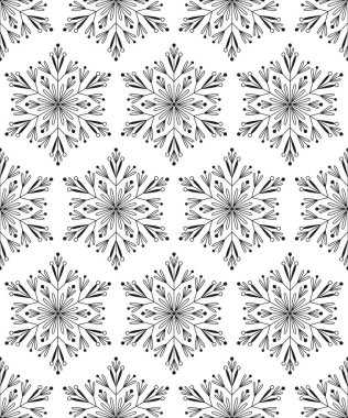 Kar taneleriyle kusursuz desen, vektör çizimi 