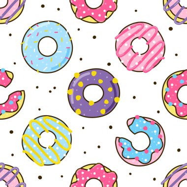 Renk çörek, vektör çizim ile Seamless modeli 