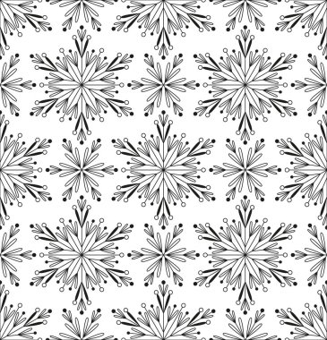 Kar taneleriyle kusursuz desen, vektör çizimi 