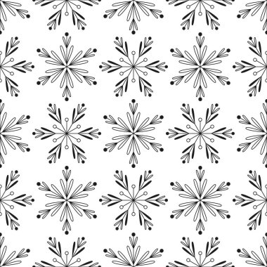 Kar taneleriyle kusursuz desen, vektör çizimi 