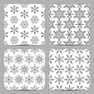 Kar taneleri vektör çizim ile Dikişsiz desen seti 