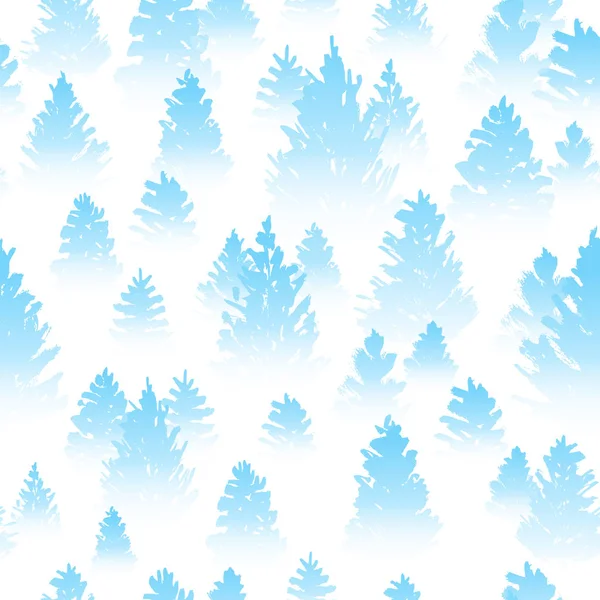 Seamless Pattern Winter Coniferous Forest — Stock Vector