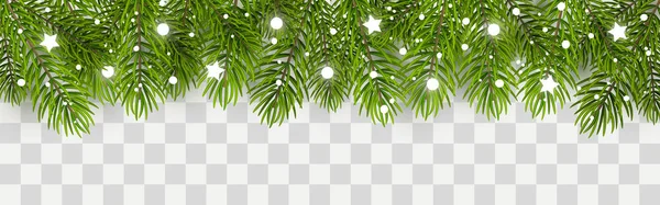 Kerstboom Grens Met Vakantie Decor — Stockvector