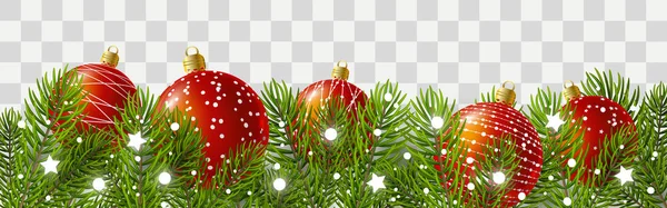 Borde Del Árbol Navidad Con Decoraciones Navideñas — Vector de stock