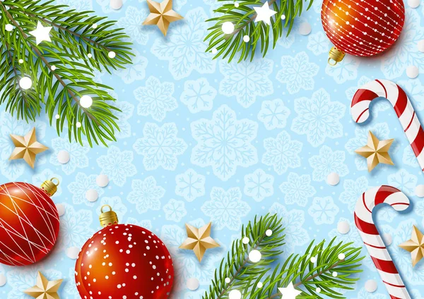 Tarjeta Felicitación Con Decoraciones Navideñas Invierno — Vector de stock