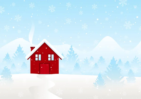 Boże Narodzenie Kartkę Życzeniami Zimowego Krajobrazu — Wektor stockowy