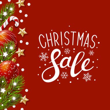 Noel tebrik kartı kırmızı tatil dekor ve Noel satış yazıt ile 