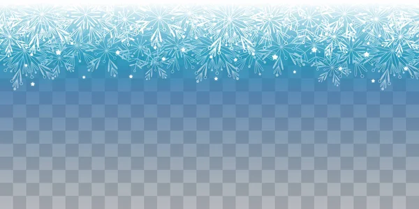 Navidad Copos Nieve Brillantes Sobre Fondo Azul Transparente — Vector de stock