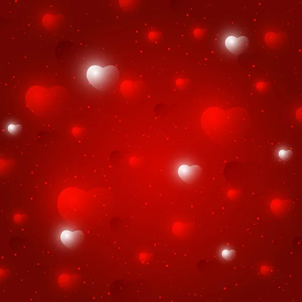 Fondo San Valentín Con Corazones Rojos Bokeh — Vector de stock