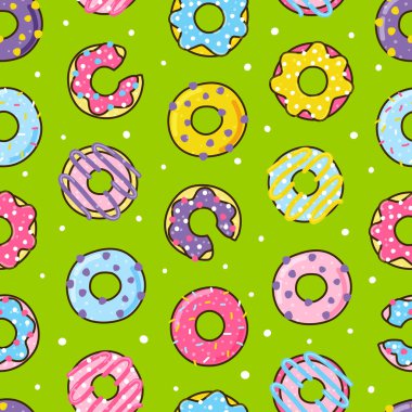 Yeşil renkli donut ile Seamless modeli