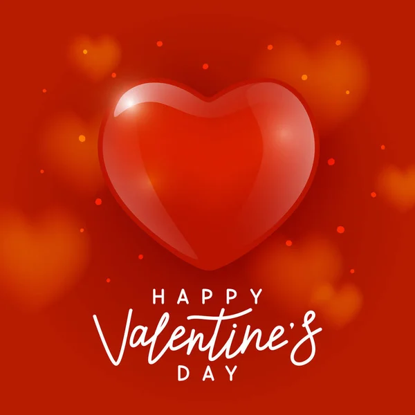 Sevgililer Günü Poster Kırmızı Parlak Kalp Ile — Stok Vektör