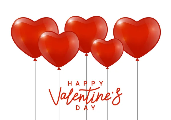 Плакат День Святого Валентина Красными Сияющими Сердцами — стоковый вектор