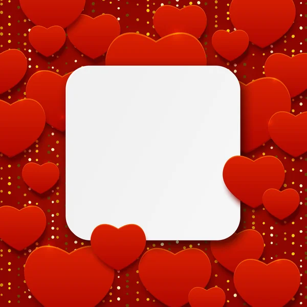 Cartaz Dia Dos Namorados Com Corações Vermelhos Brilhantes —  Vetores de Stock