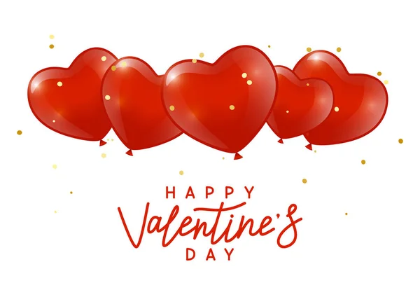 Biglietto Auguri San Valentino Con Cuori Lucidi — Vettoriale Stock