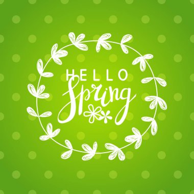 Spring floral frame for design on green background