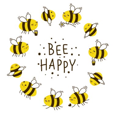 Beyaz arka plan üzerinde izole bal arıları kümesi