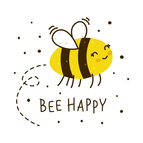 Roztomilé Včela Izolovaných Bílém Pozadí — Stockový vektor