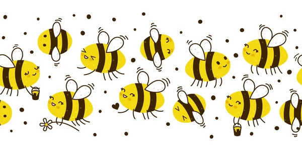 Honigbienen Isoliert Auf Weißem Hintergrund — Stockvektor