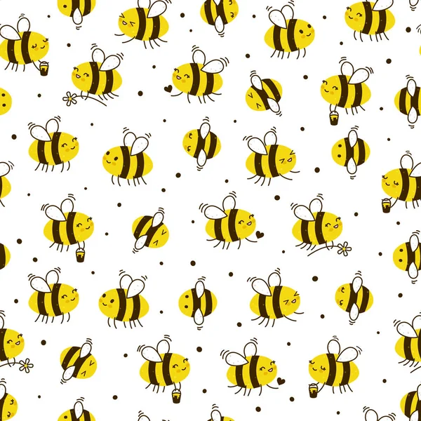 Zestaw Pszczoły Miód Białym Tle — Wektor stockowy